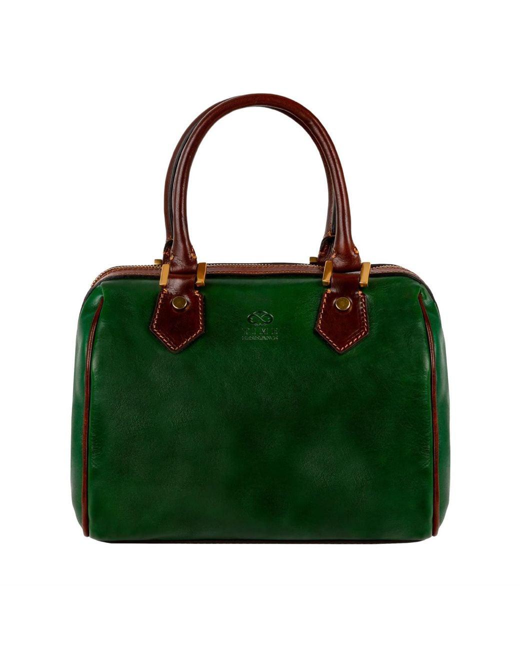 Time Resistance Green Leather Barrel Bag