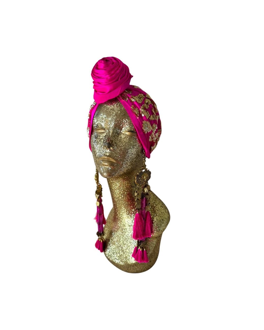 Julia Clancey Pink Luxe Edith Hotty Dream Leopard Sequin Turban