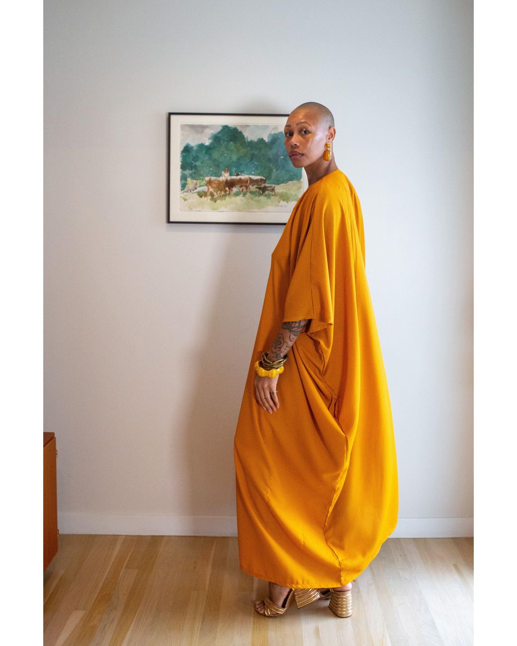 Jennafer Grace Yellow Talitha Cinched Waist Caftan