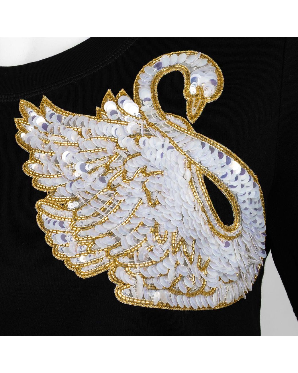 House of Laines London Black Laines Couture Embellished Swan T-Shirt
