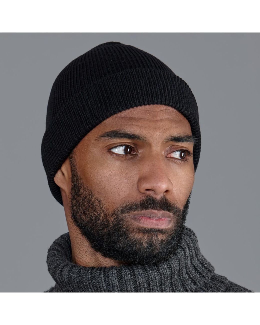 Paul James Knitwear Black Heavyweight Merino Activewear Beanie