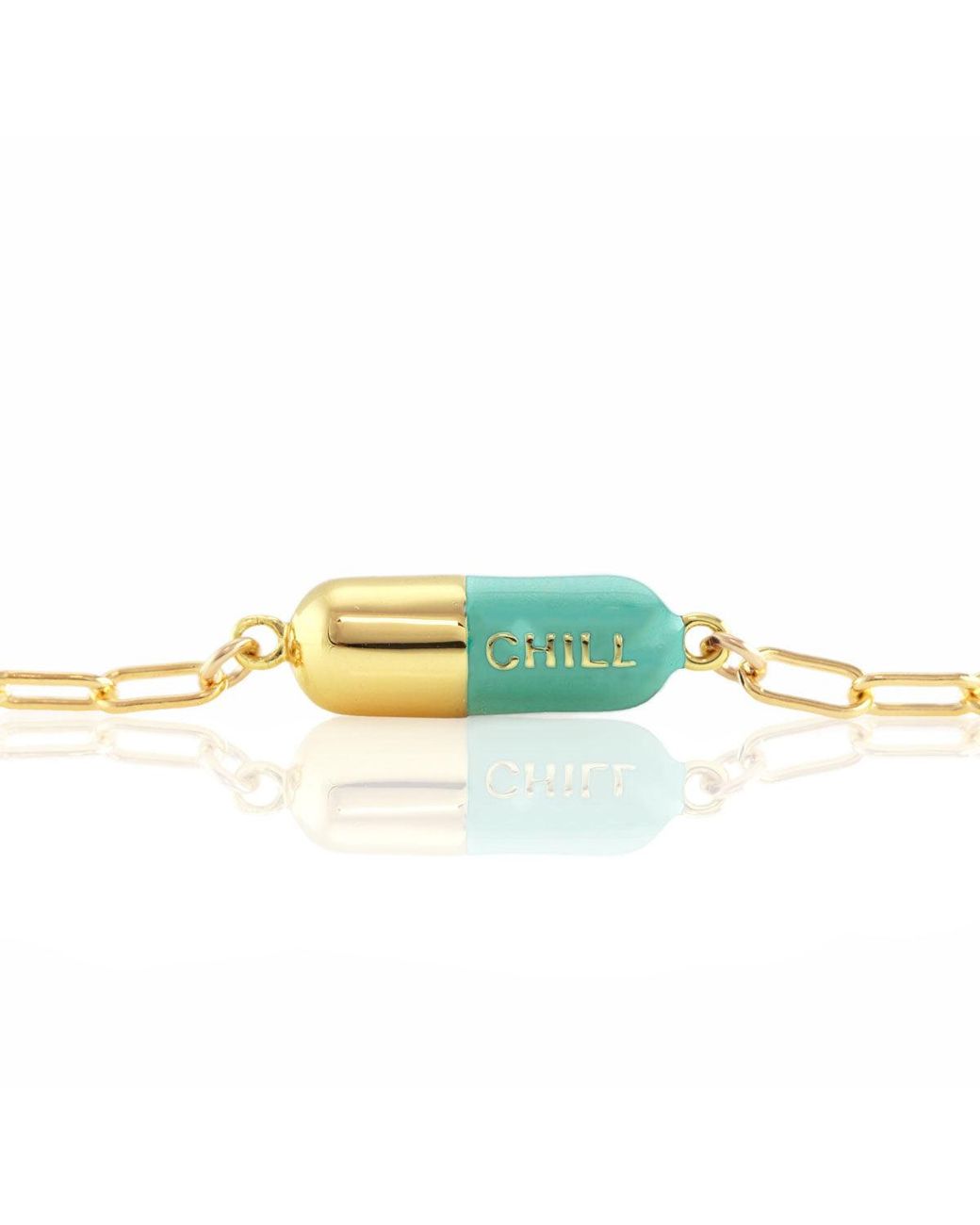 Kris Nations Blue Chill Pill Enamel Bracelet Gold Filled & Turquoise Enamel