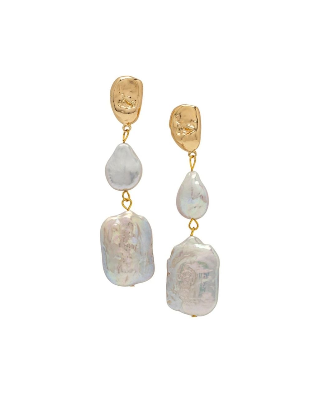 Uchi and Soto Metallic Shinju Square Pearl Earrings