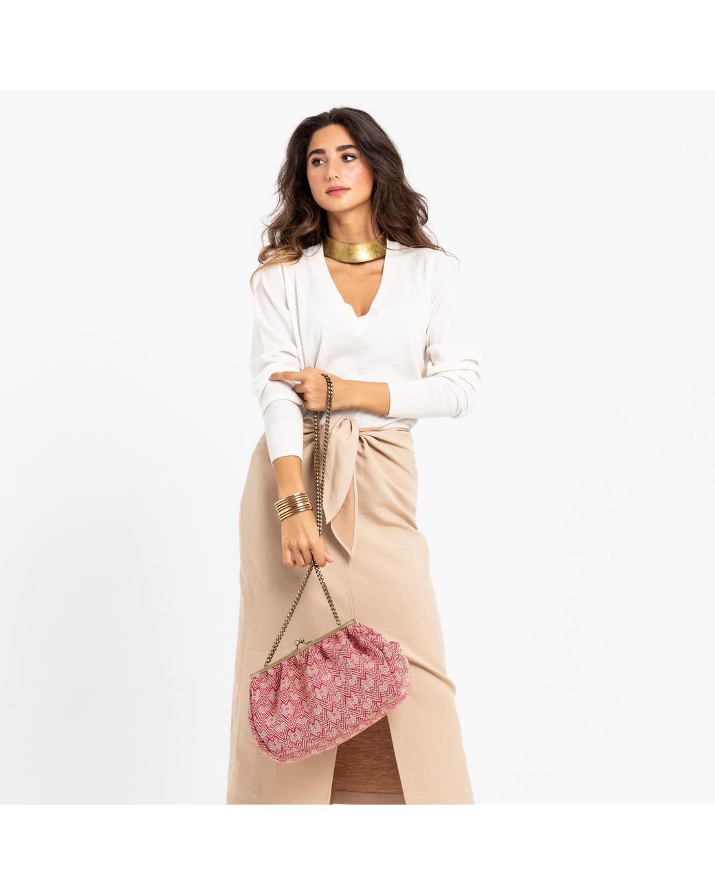 Danni Ro Red Neutrals Porto Clutch