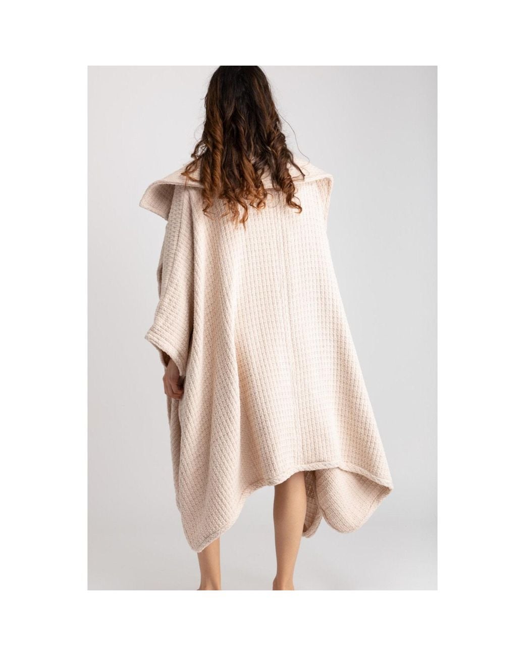 Saachi Natural Comfy Oversized Waffle Knit Collared Whisper Jacket