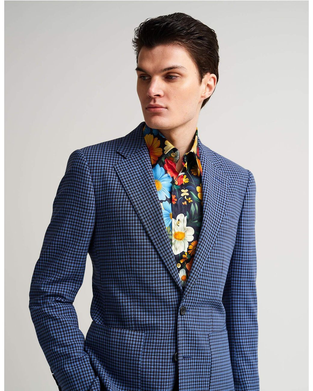 Gresham Blake Blue Gingham Jacket for men