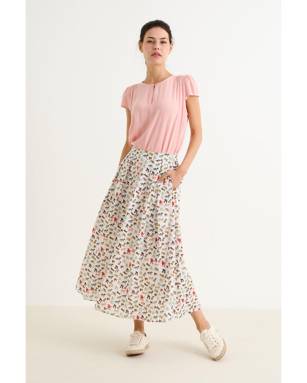 Louche Natural Lizea Dogs Day Midi Shirt
