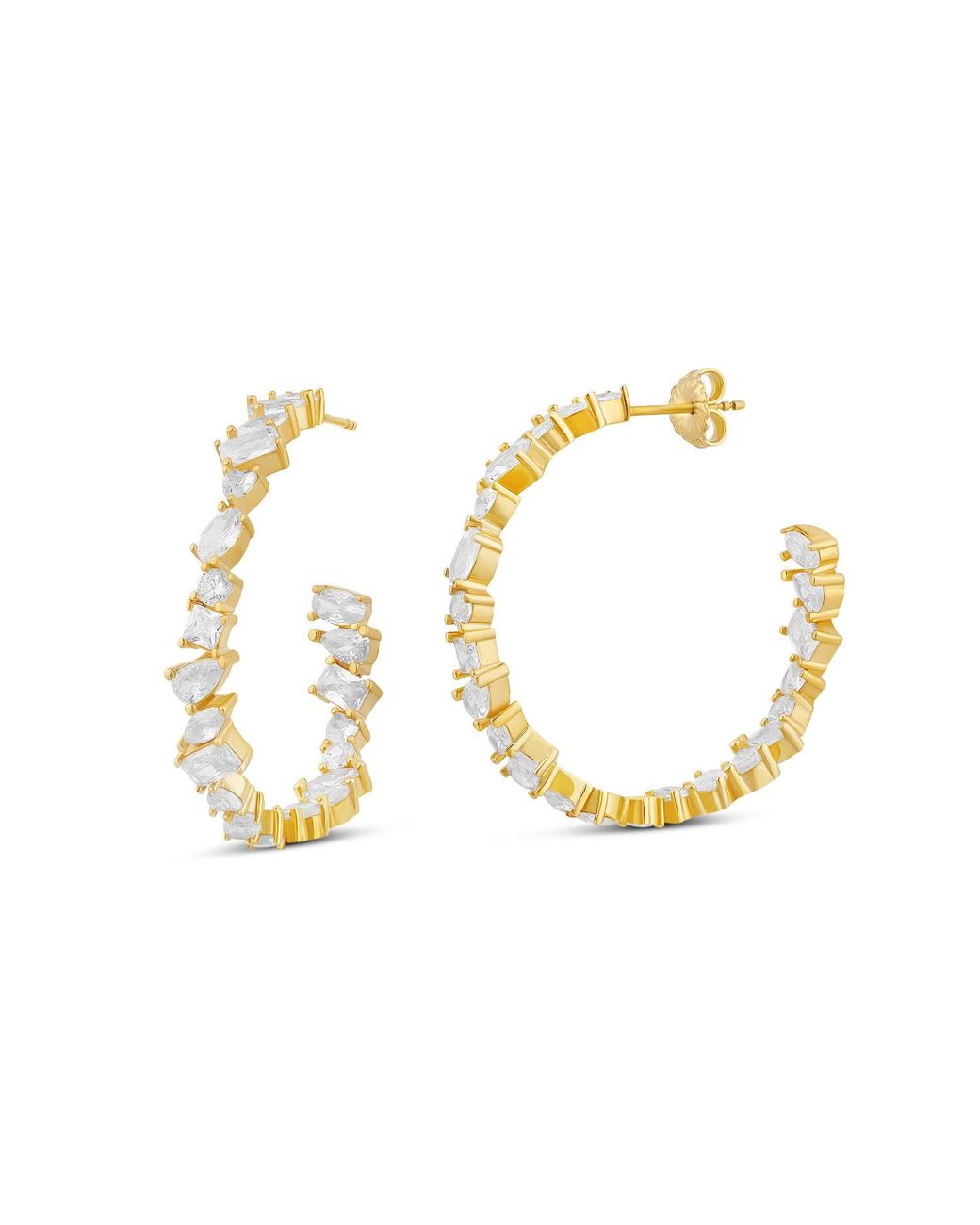 SHYMI Metallic Multi Shape Hoop Earrings