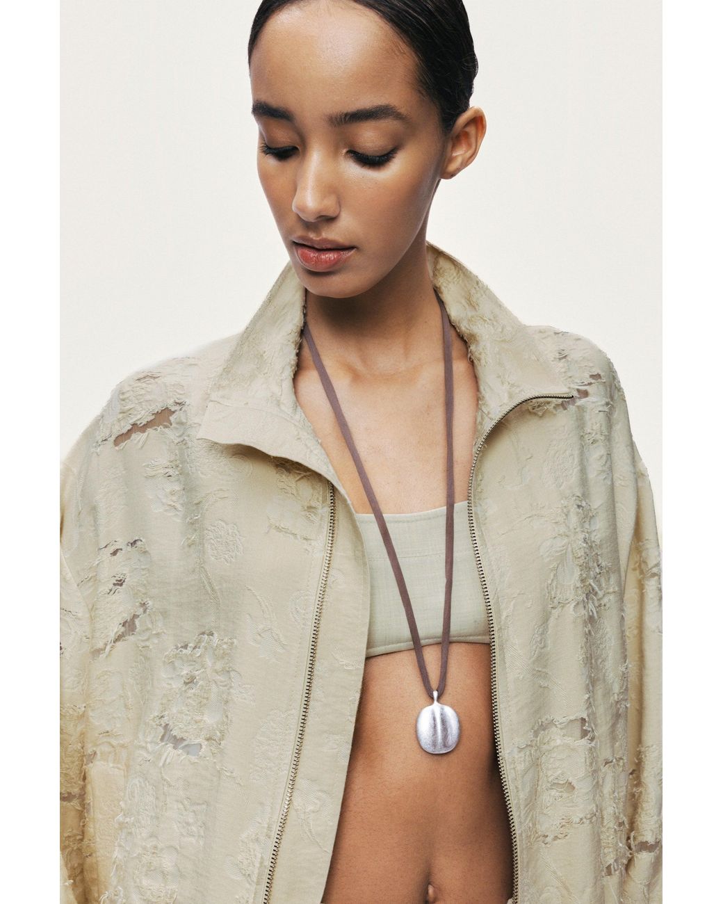 Nocturne Natural Jacquard Bomber Jacket