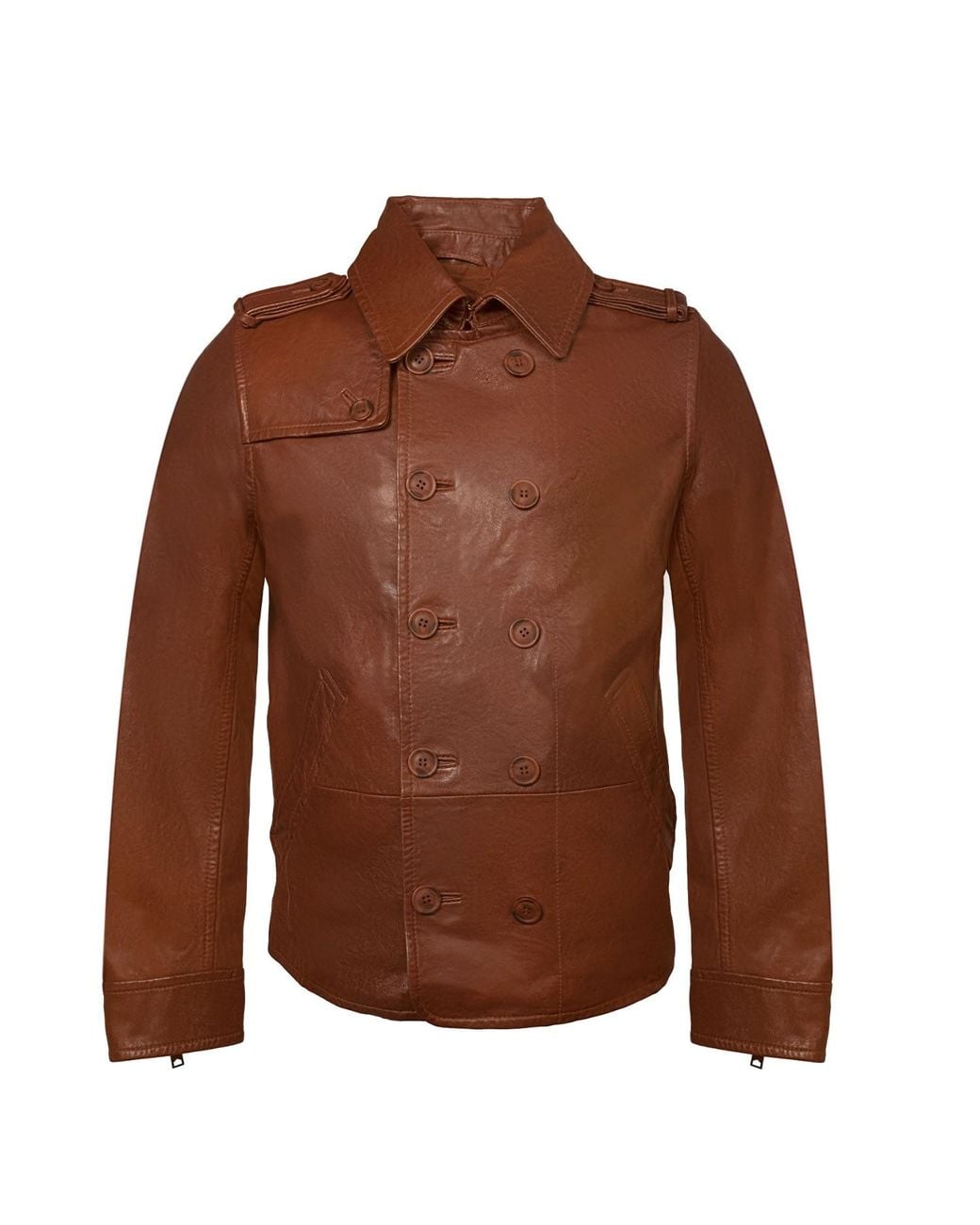 Zasta Studio Brown Boulevardier Classic Six Button Leather Jacket for men