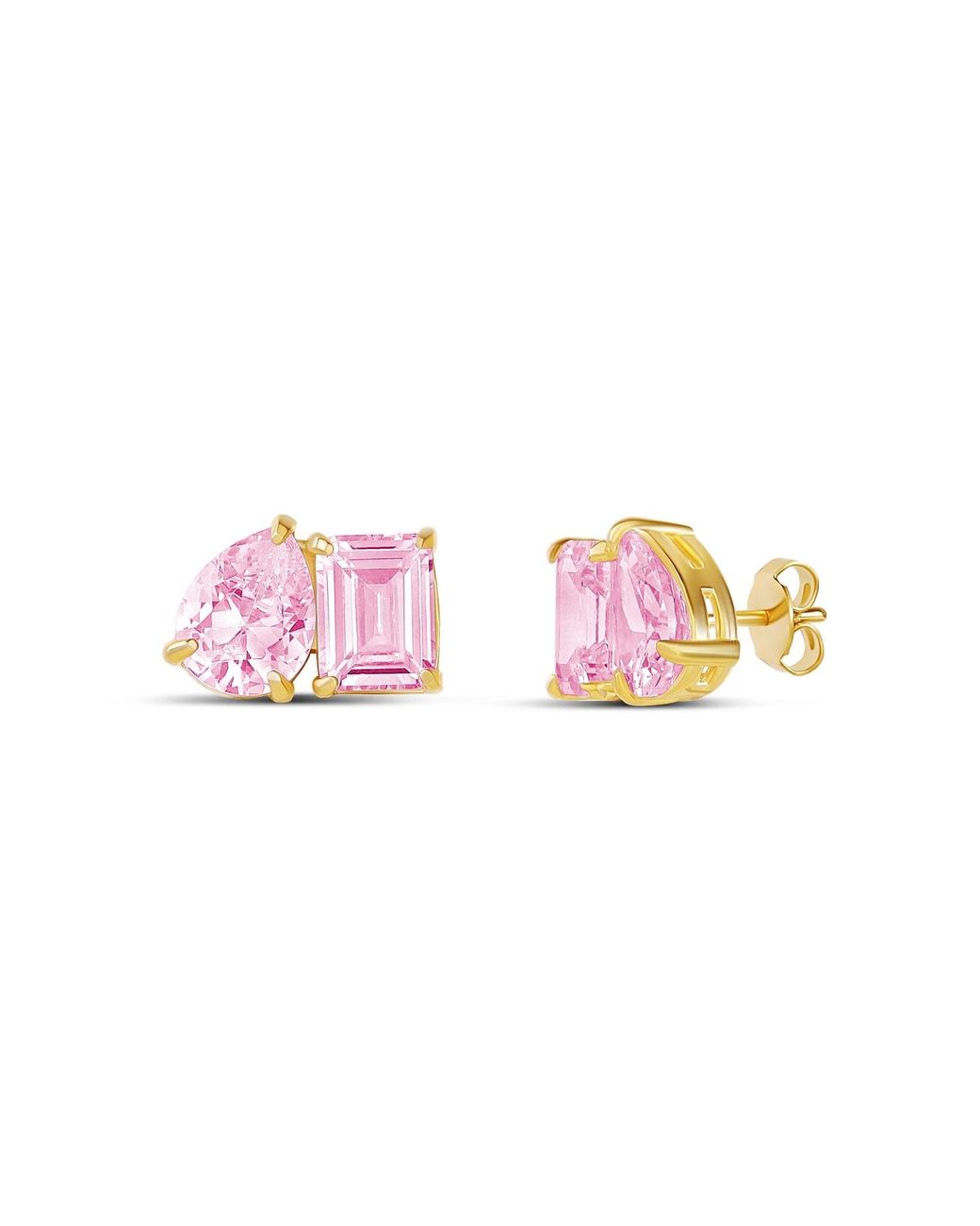 SHYMI Pink Two Stone Prong Set Earrings