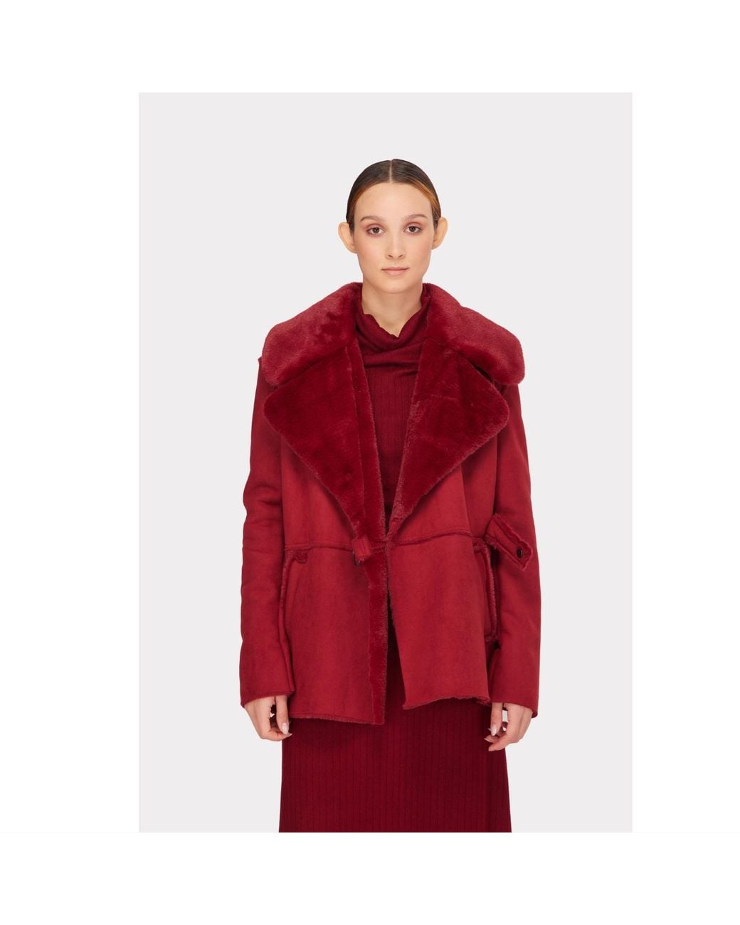 Julia Allert Red Double Faced Shearling Coat
