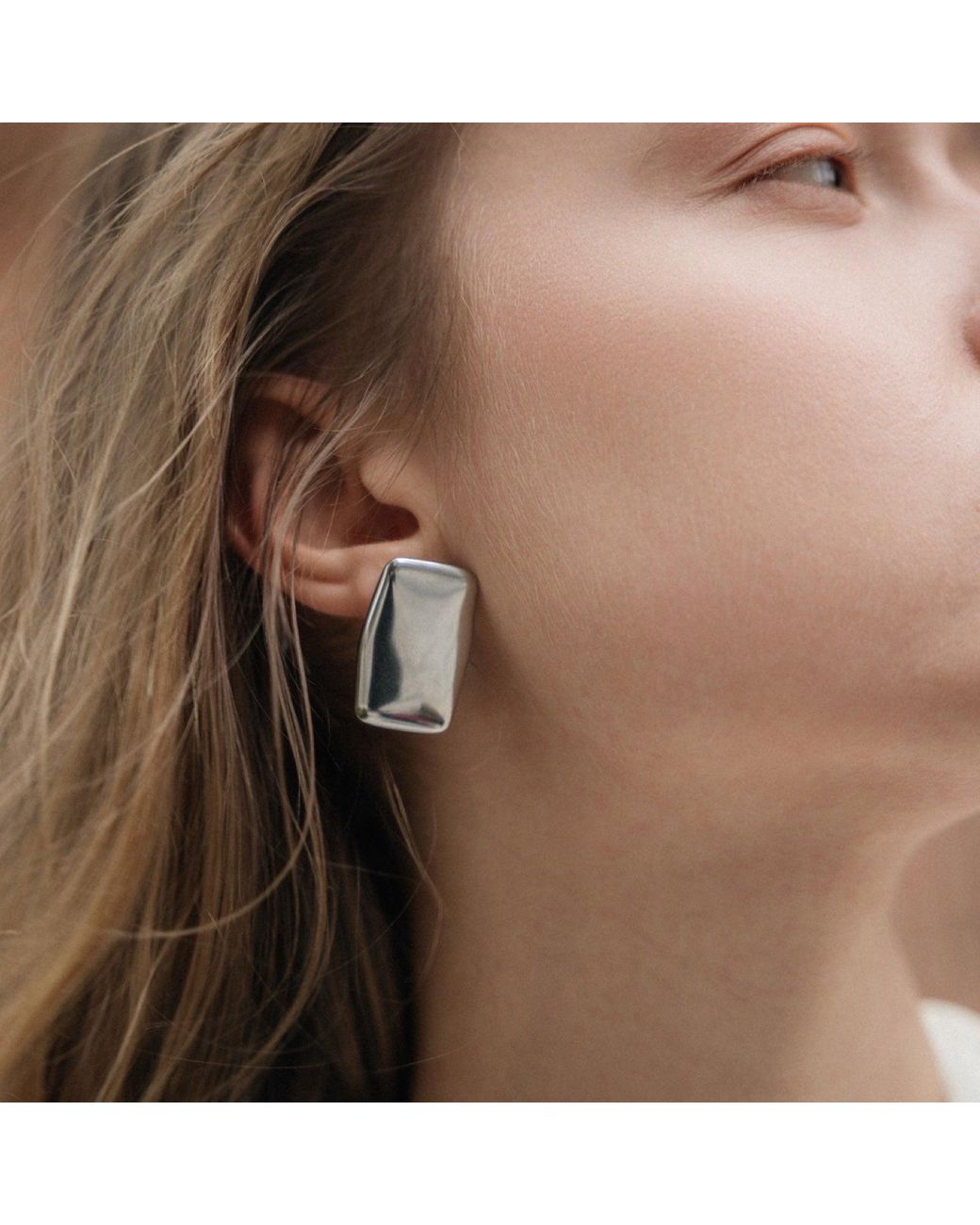 London Atelier Byproduct Metallic Rectangular Stud Earrings