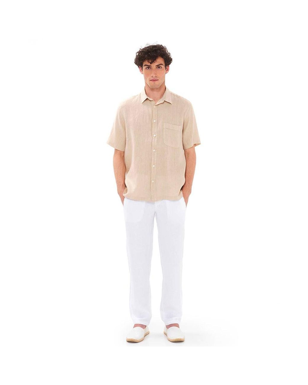 Haris Cotton Blue Short Sleeved Front Pocket Linen Shirt for men