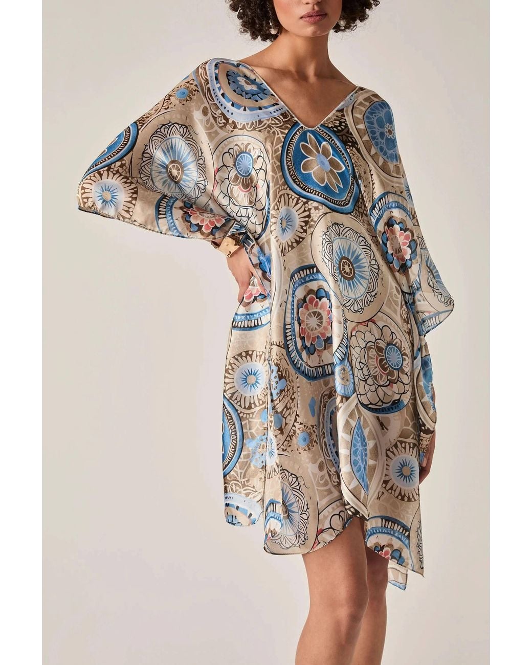 James Lakeland Blue Mandala Print Kaftan