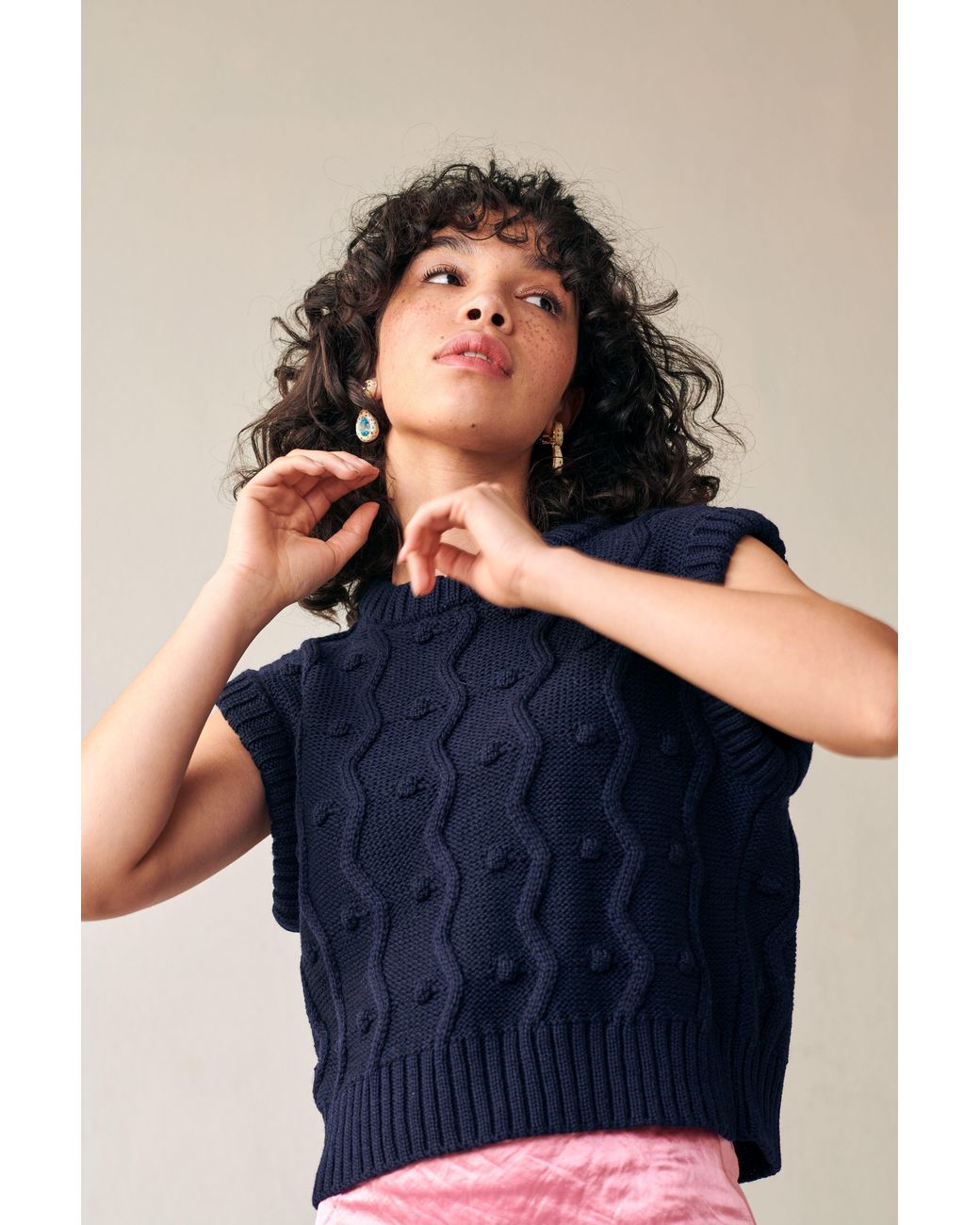 Gigi Knitwear Blue Bubble Vest