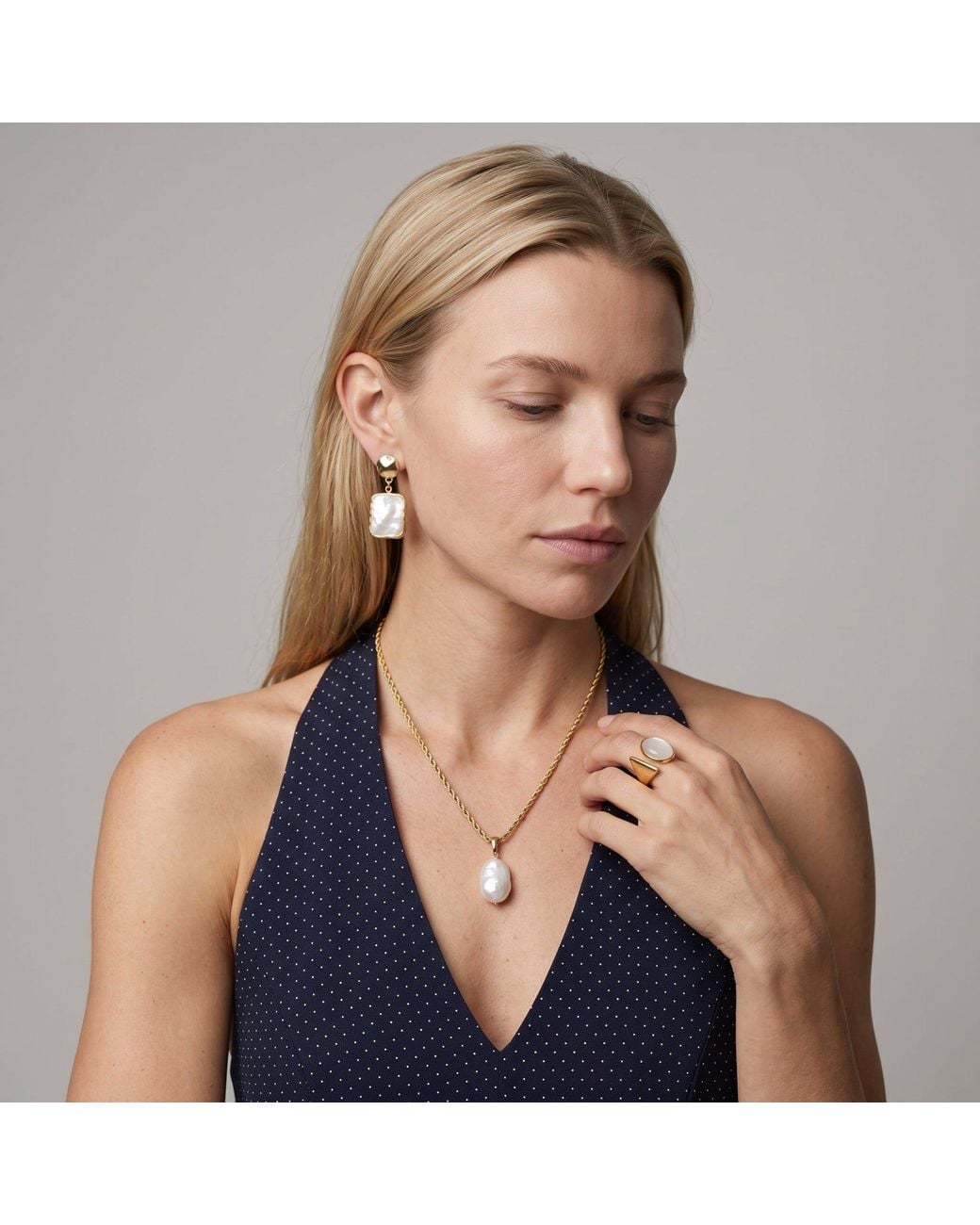 Uchi and Soto Metallic Shinju Mother Of Pearl Square Drop Earrings