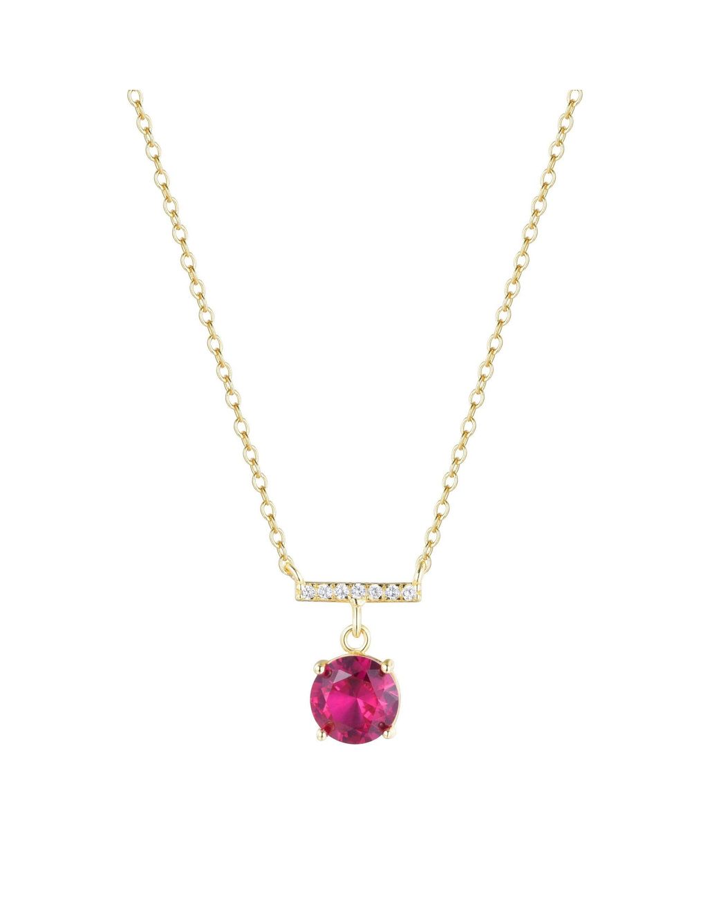 KAMARIA Metallic Birthstone Solitaire & Crystal Bar Necklace