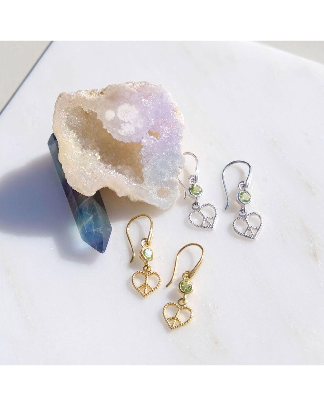 Charlotte's Web Jewellery Metallic Peace Heart Vermeil Drop Earrings