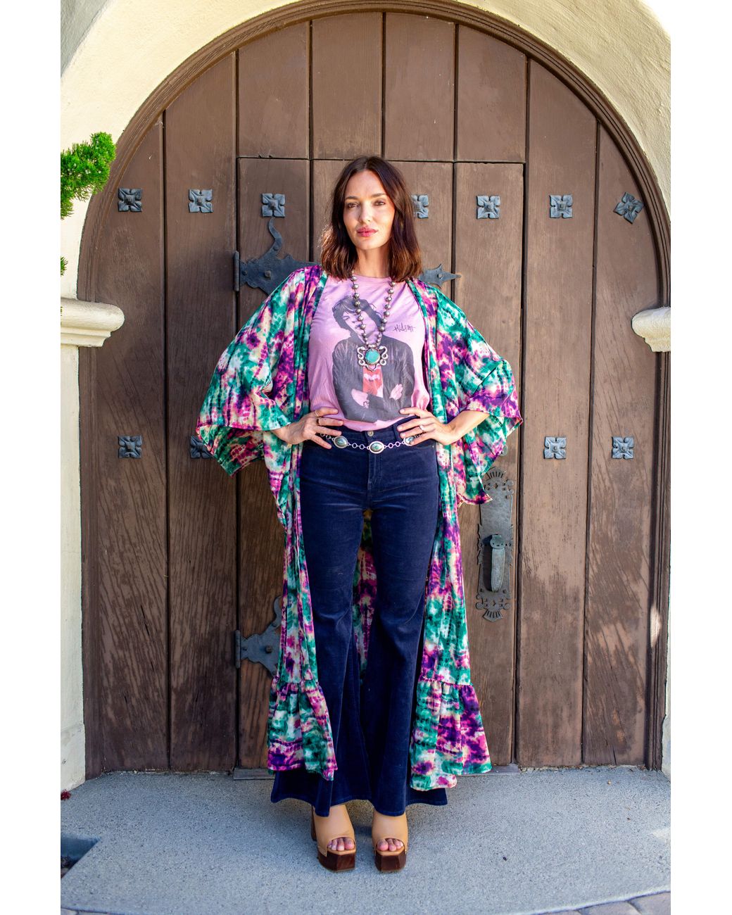 Jennafer Grace Green Janys Scarf Sleeve Kimono