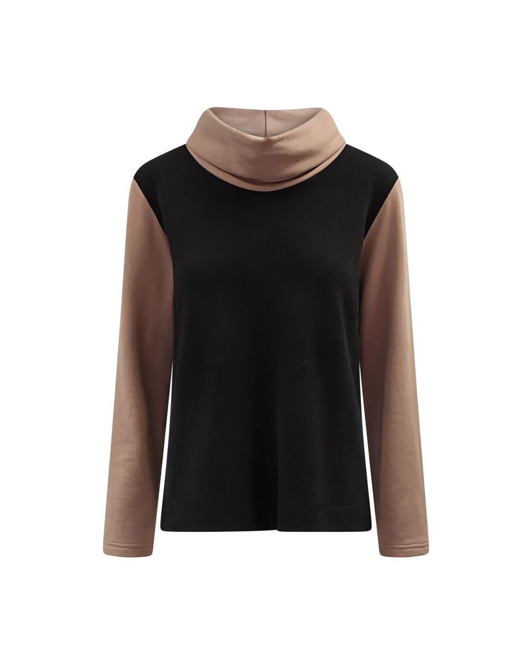 Haris Cotton Black Color Block Turtleneck Blouse