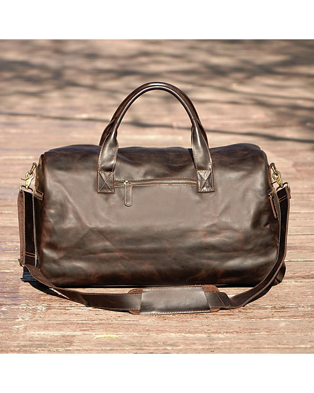 Touri Green Genuine Leather Weekend Bag for men