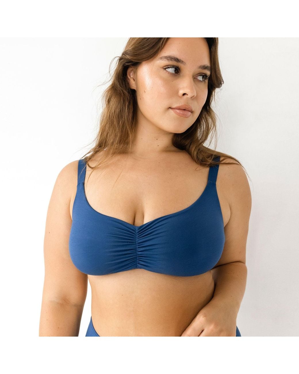 MONIQUE MORIN LINGERIE Blue Caress Sweetheart Bralette Dark Denim