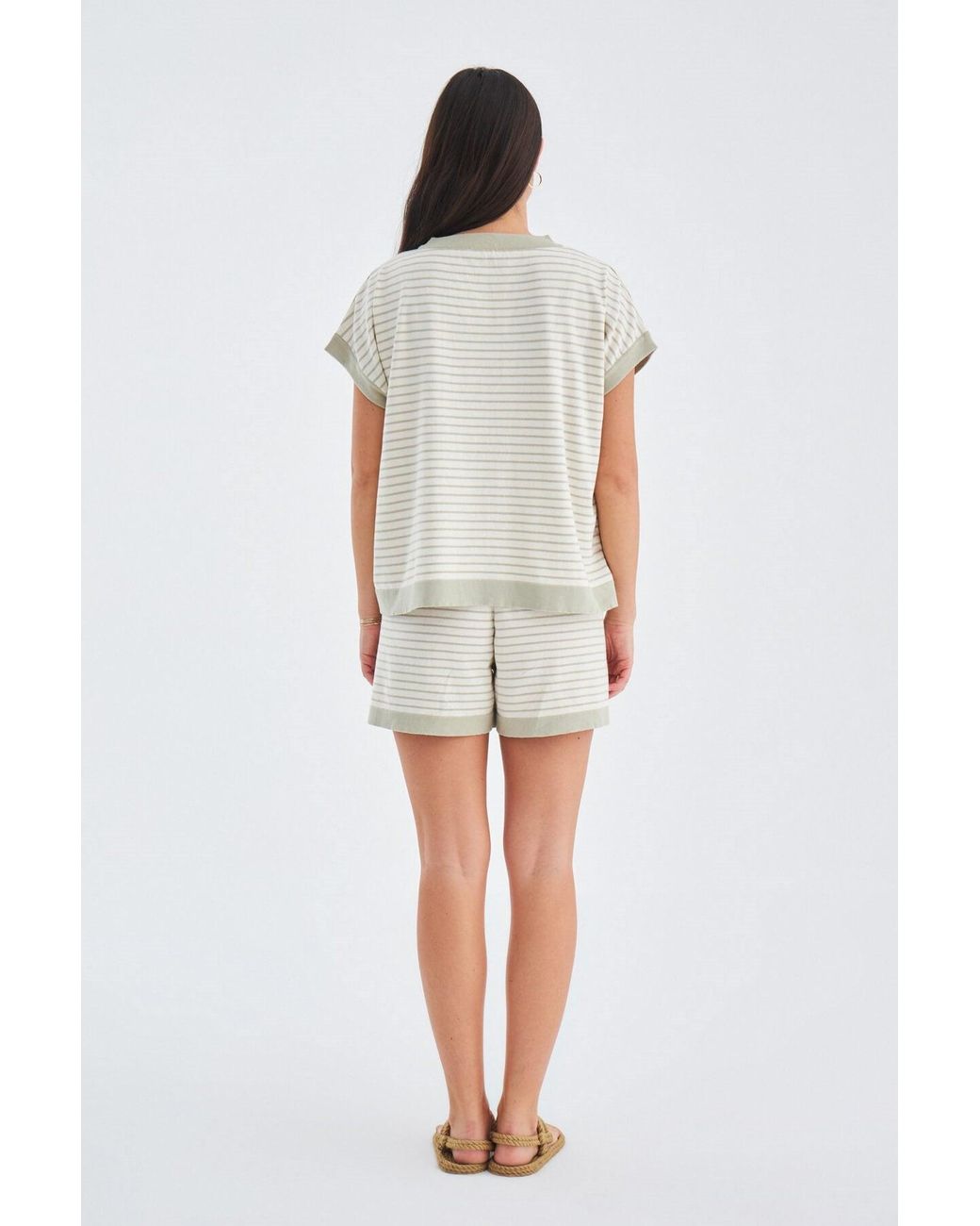 Peraluna Gray Vera Knitted Blouse & Shorts Matching Set