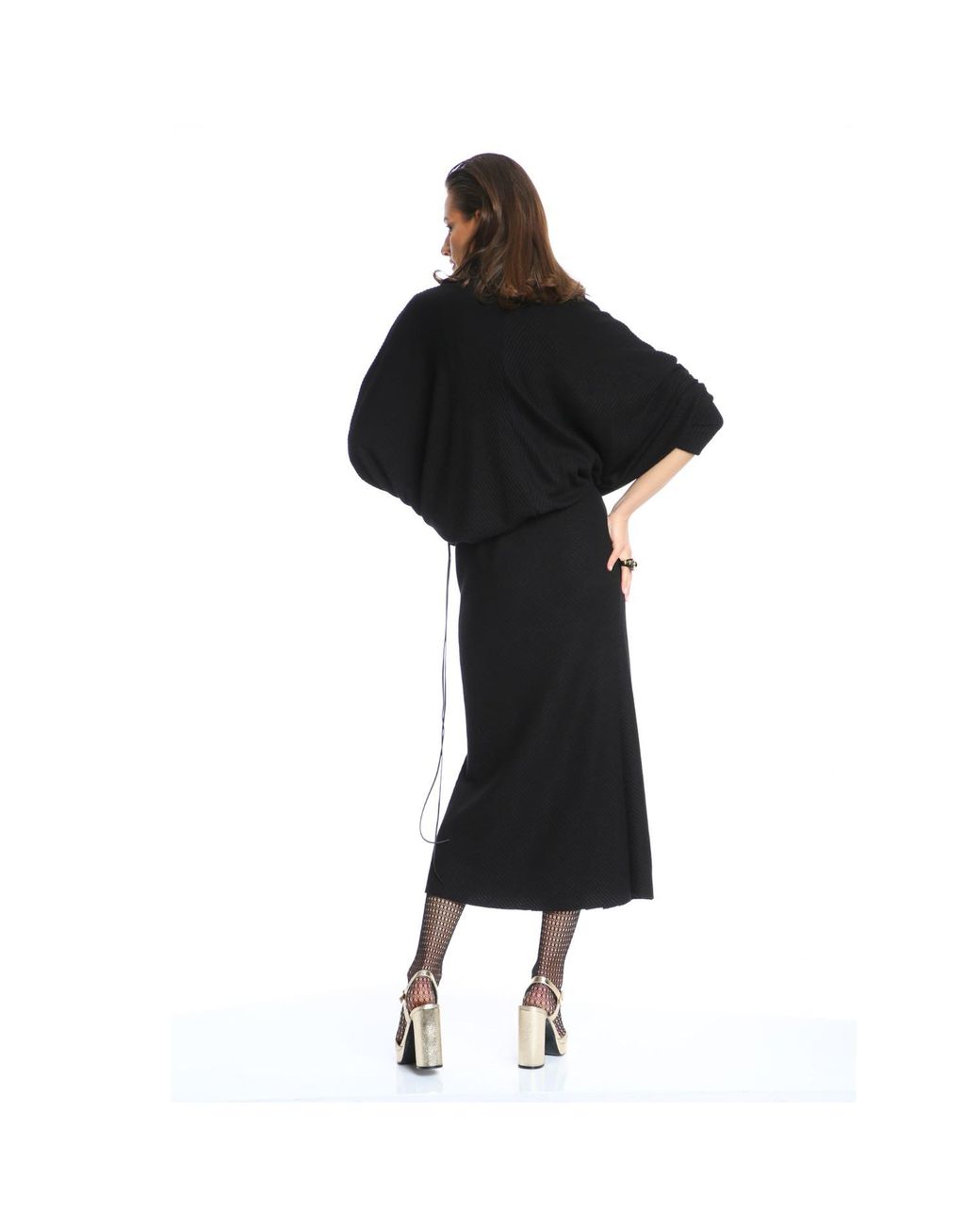Silvia Serban Black Ribbed Skirt With Elasticated Tulle Linen