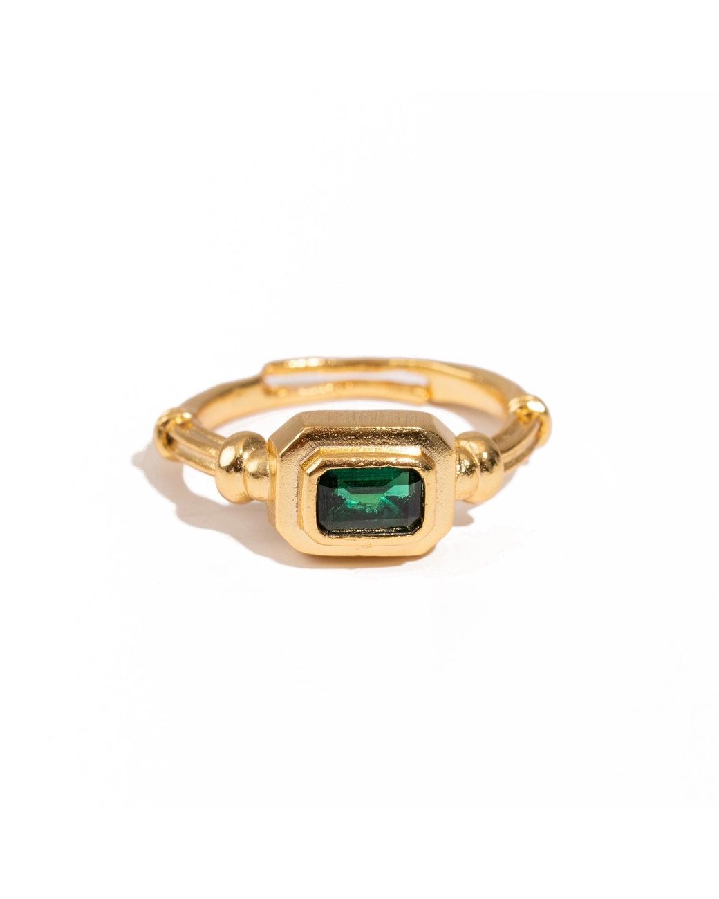 Ebru Jewelry White Emerald Glow Minimalist Adjustable Ring