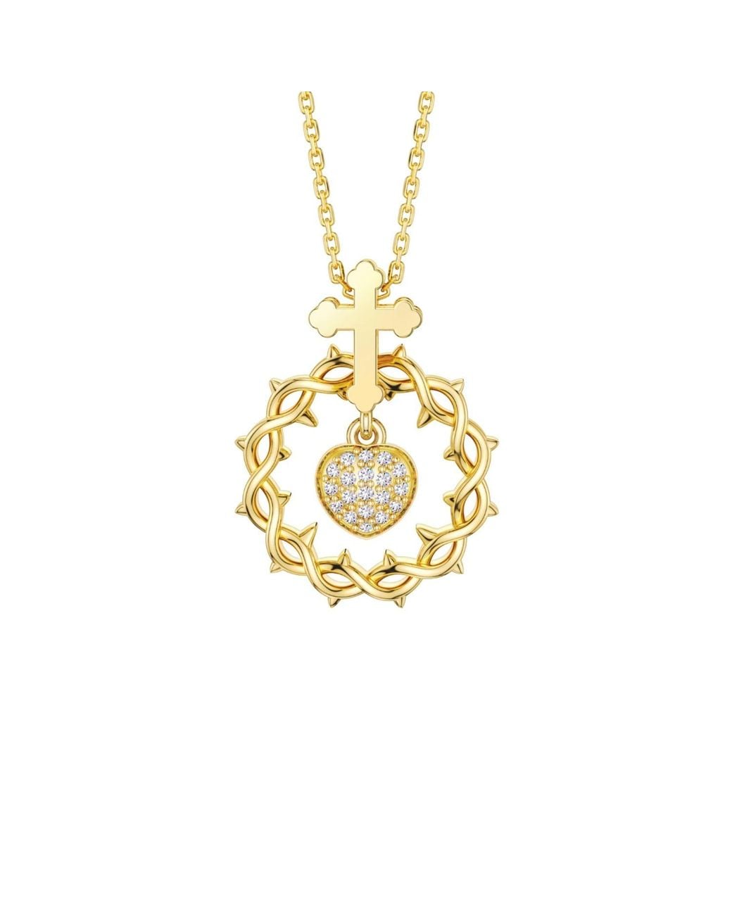 Vanimy Metallic The Sacred Heart Dangle Pendant Necklace