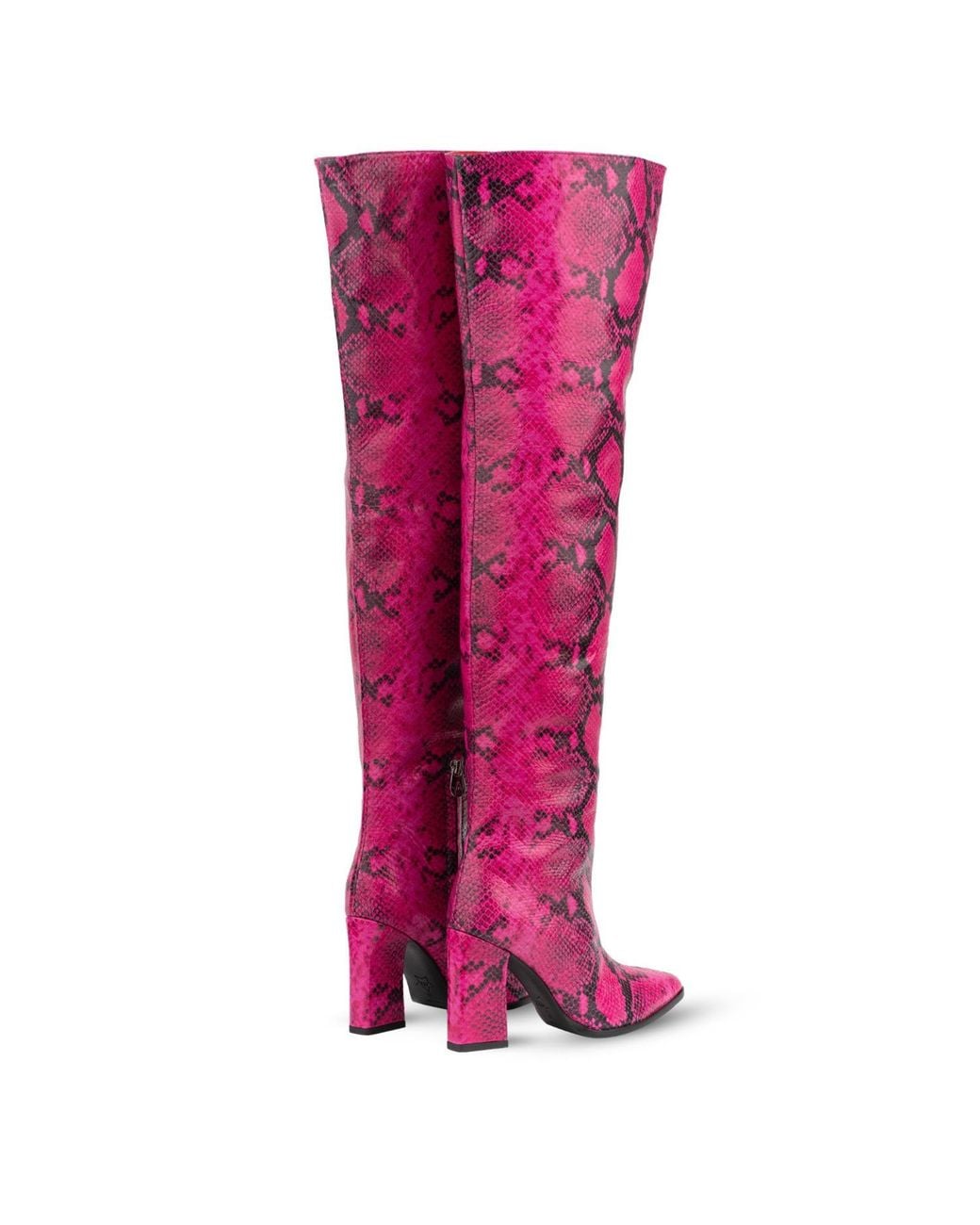 Rosamund Muir London Purple Roma & Snake Print Over Knee Boots