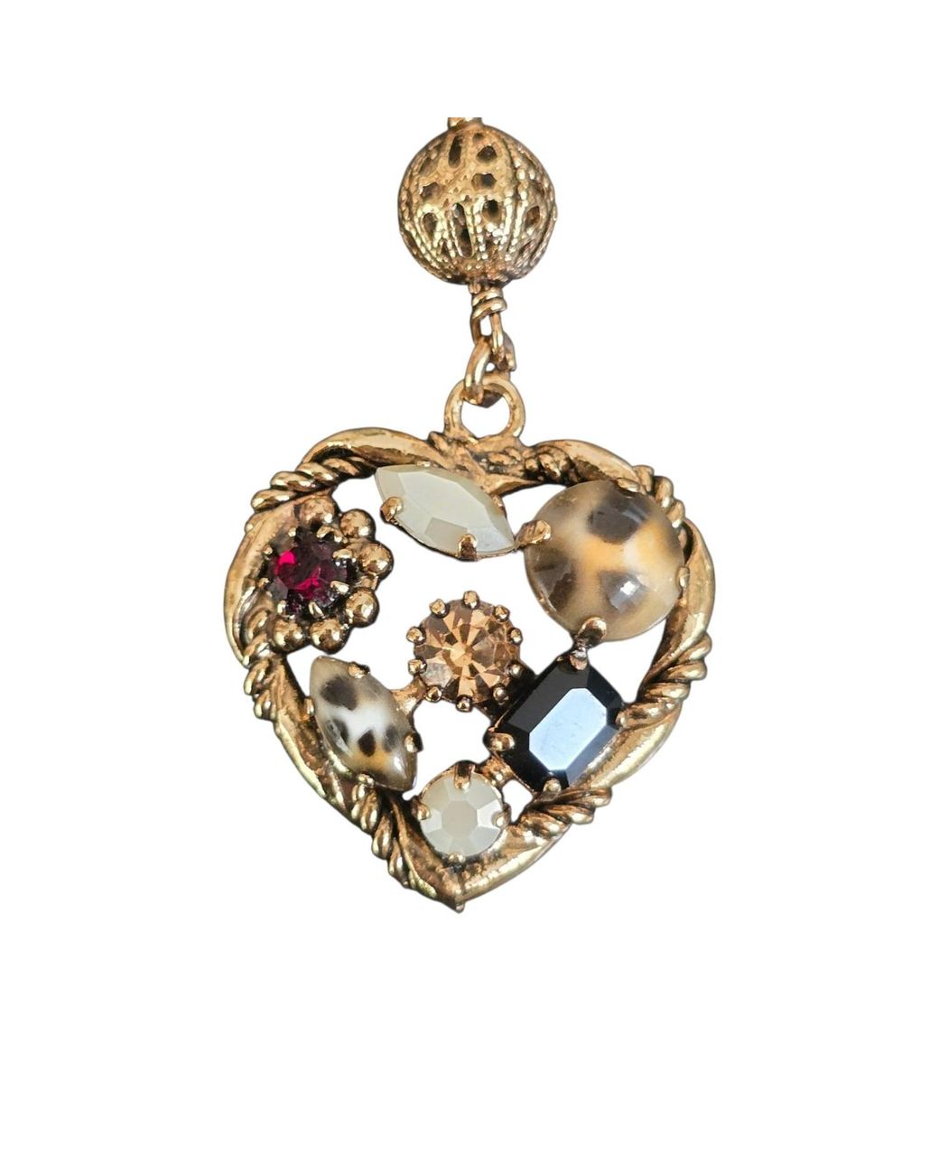 Vstyle Metallic Swaroski Crystal Heart Necklace