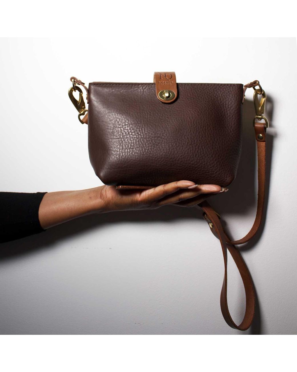 N'damus London Brown Mini Adanna Leather Crossbody Bag