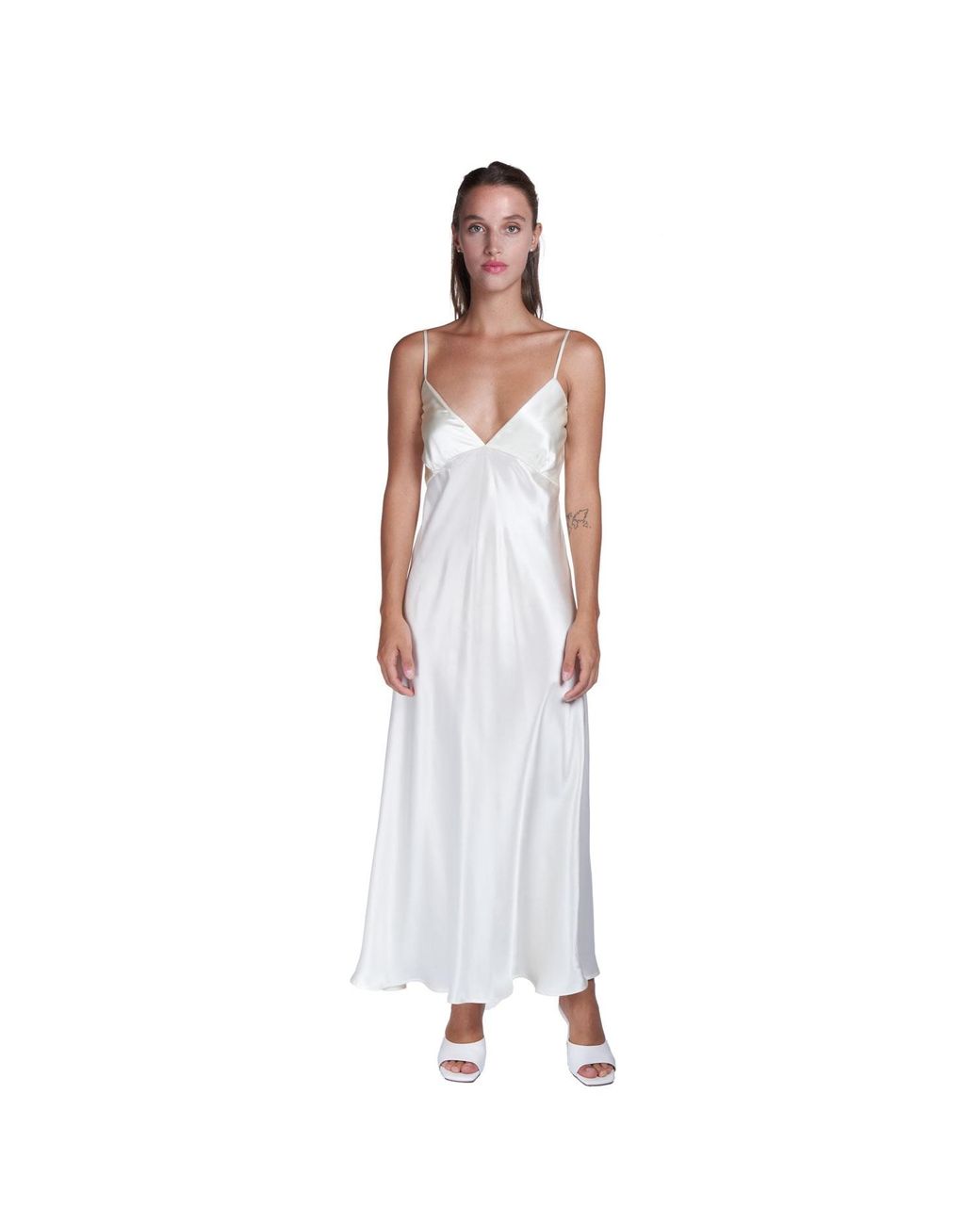 Sofia Tsereteli White Silk Satin Lingerie Slip