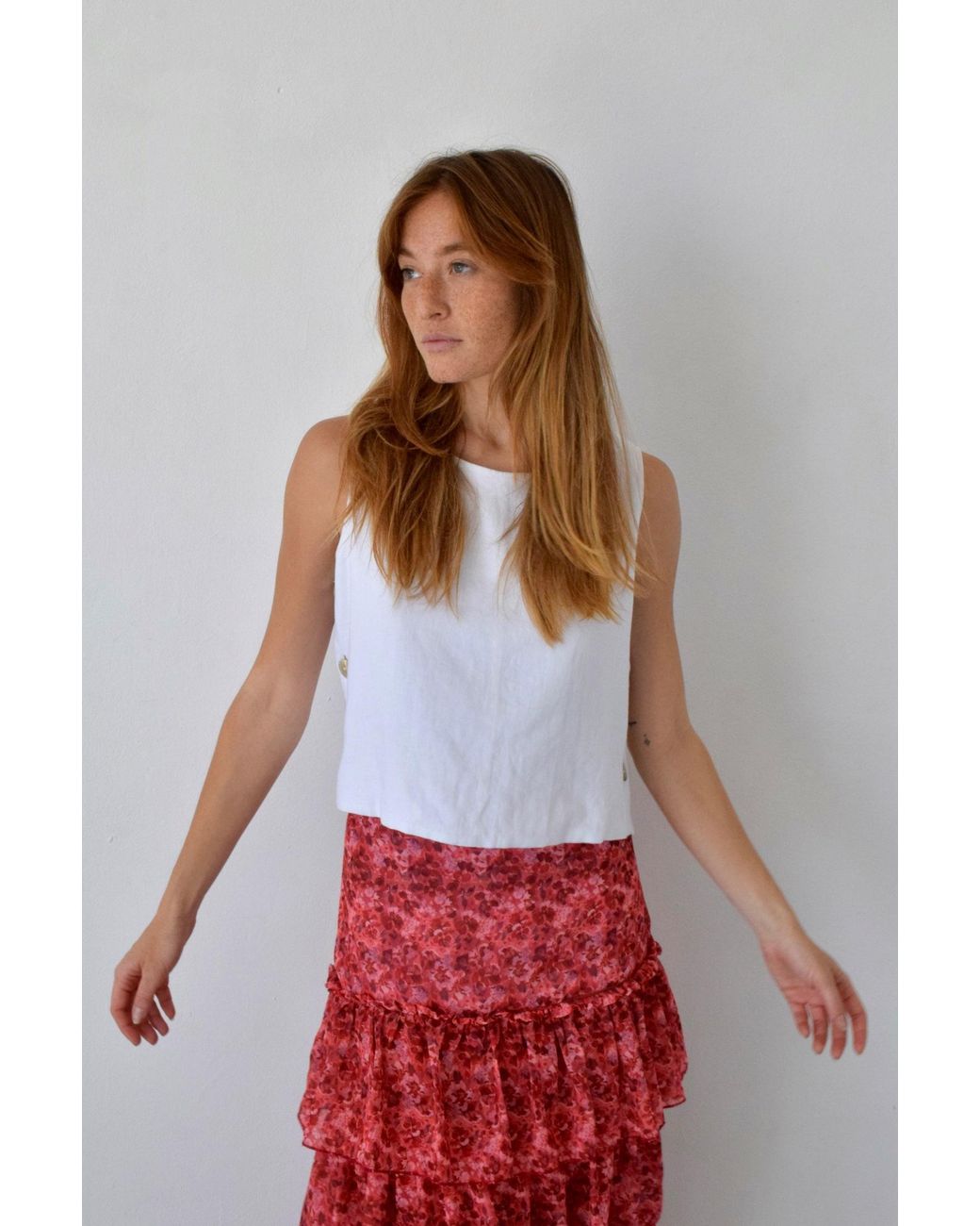 Mind Traveler White Claudia Linen Top