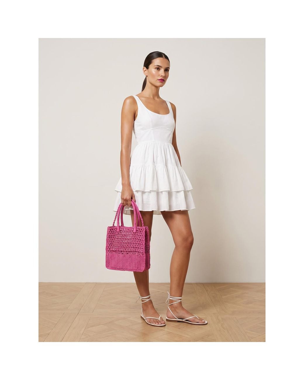 2KStyle Pink Monica Small Woven Raffia Tote Bag