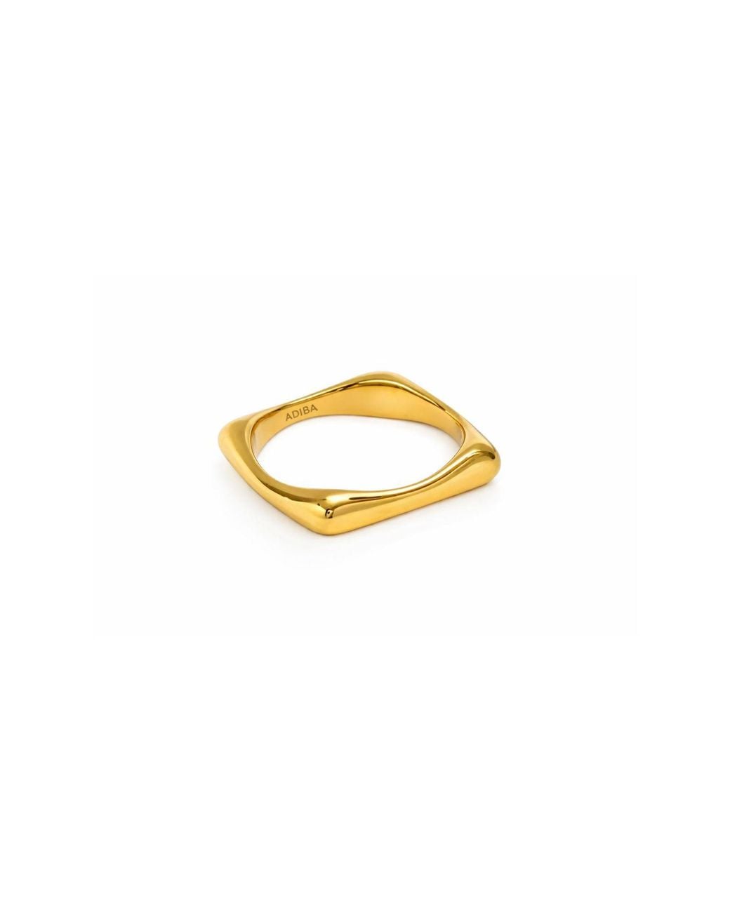 ADIBA Metallic Plain Minamilist Square Stainless Steel Ring
