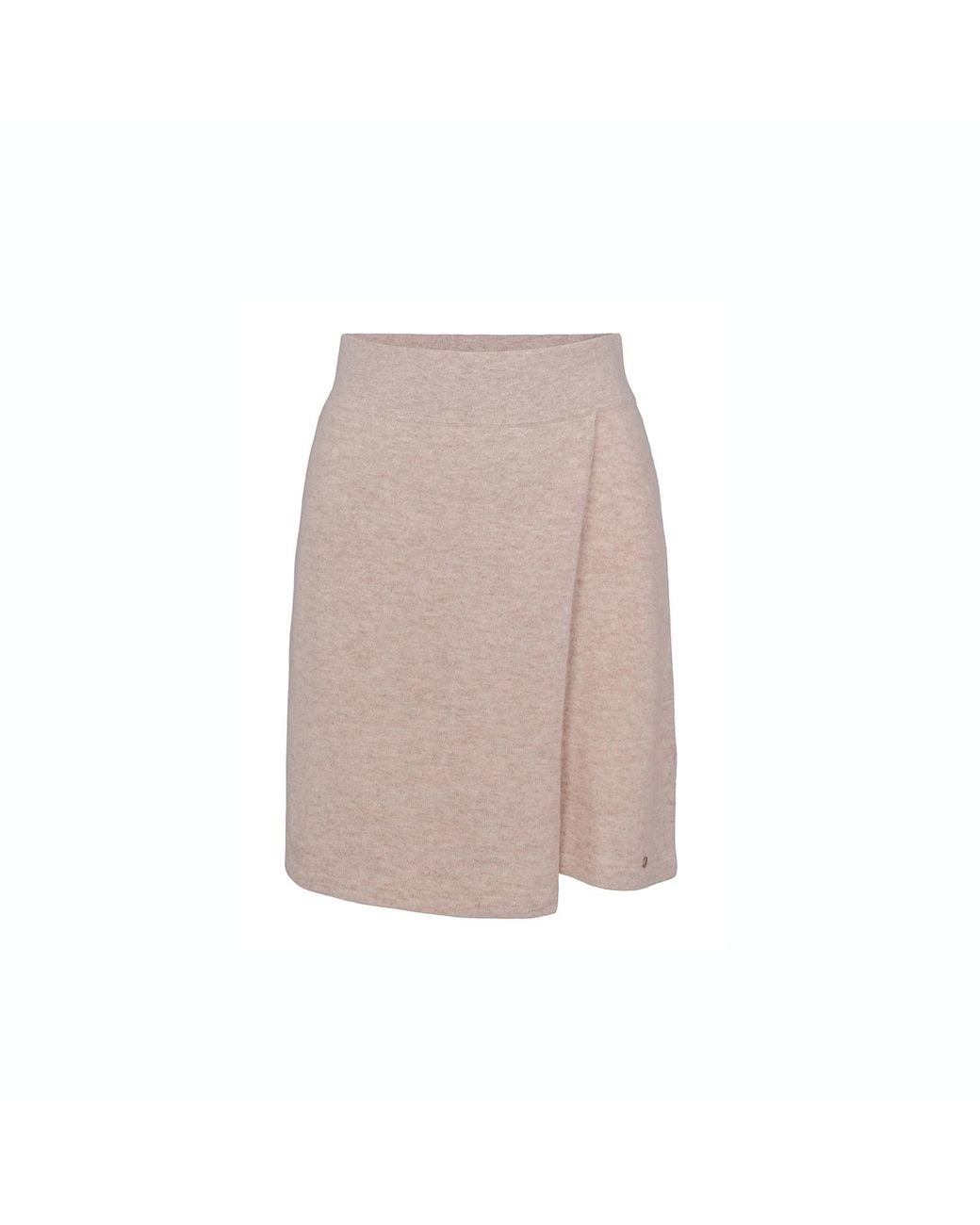 tirillm Natural Neutrals Anette Merino Wool Skirt With Wrap Front, Melange