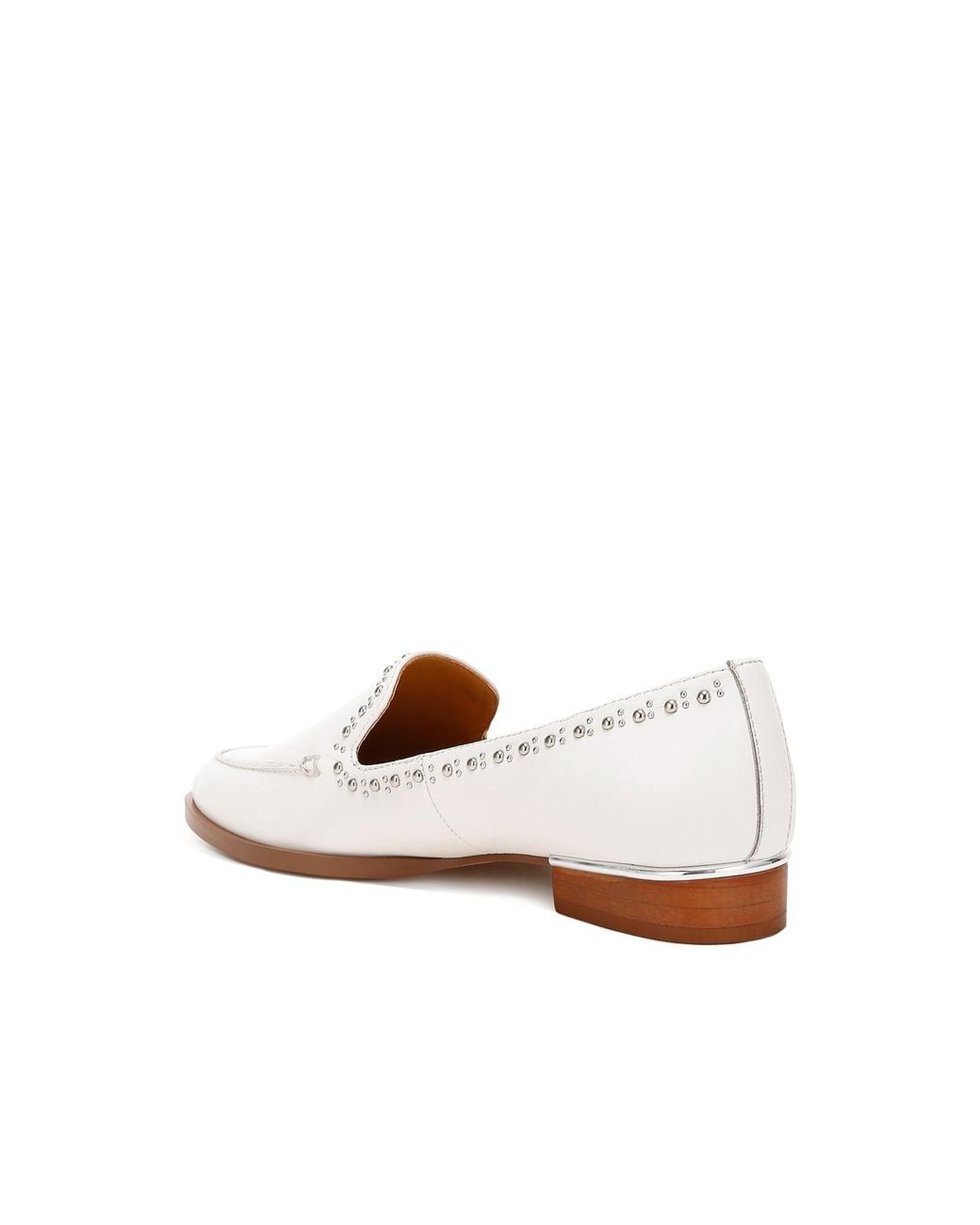 Rag & Co White Wolferton Delicate Stud Detail Leather Loafers