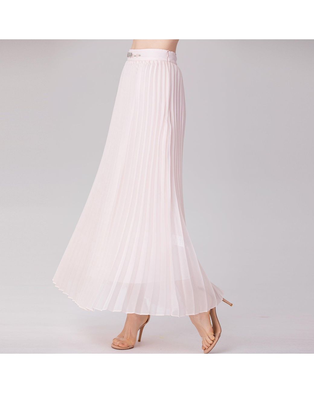 Smart and Joy Pink Organza Pleats Midi Skirt