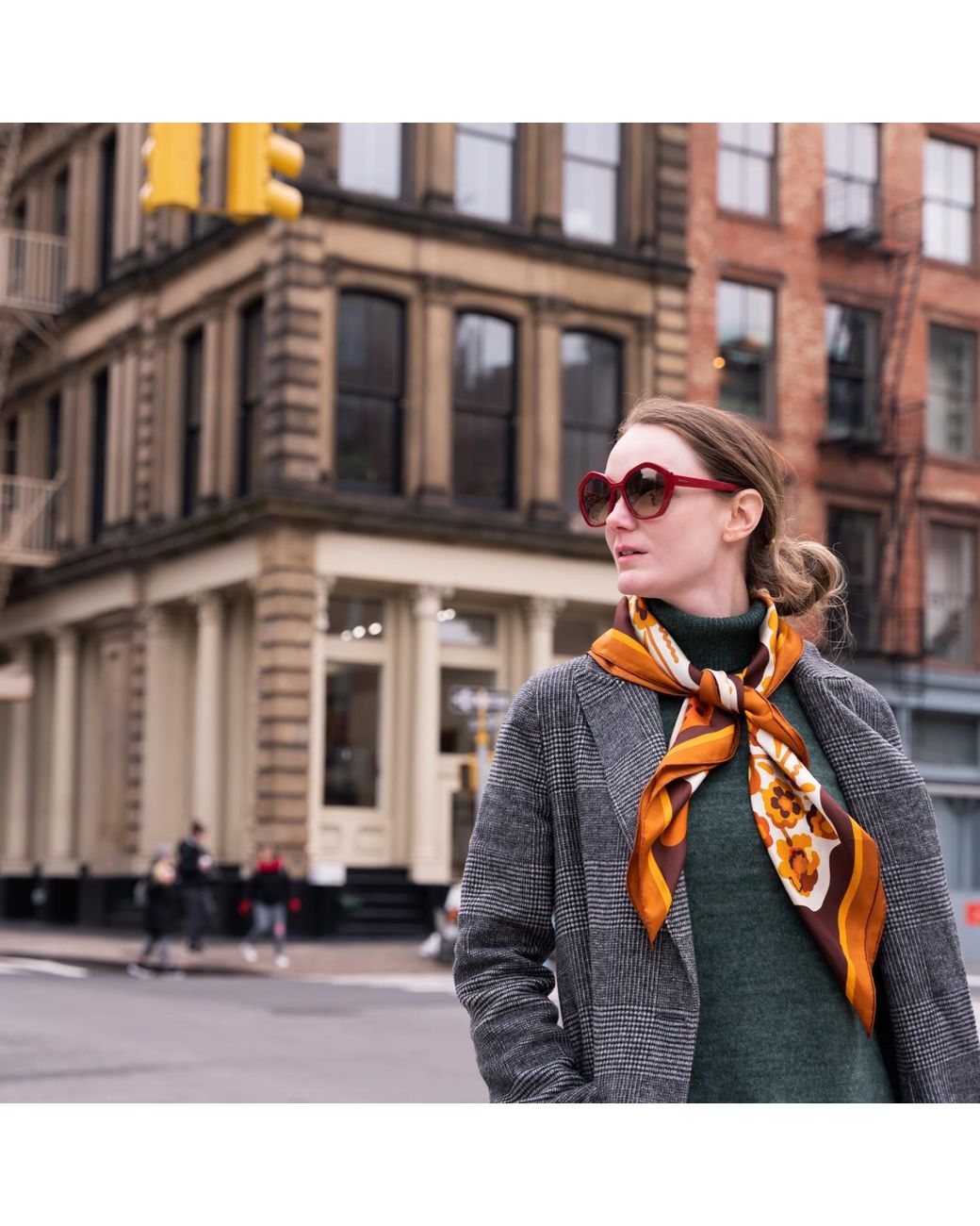 Jessie Zhao New York Brown Double Sided Silk Scarf Of Leopards With Floral Fountain