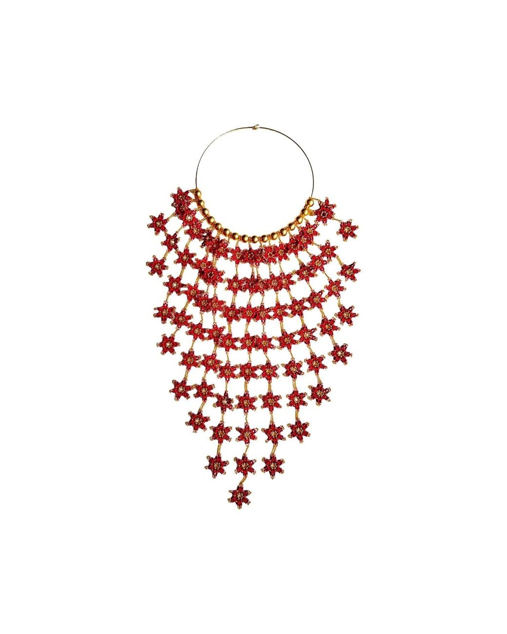 Iliana Arrazola Red Waterfall Blossom Necklaces, Glass Beads, Beaded Jewelry