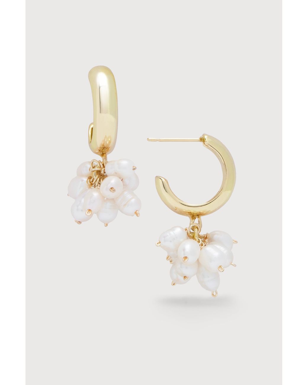 Saachi Metallic Pearl Cluster Hoop Earrings
