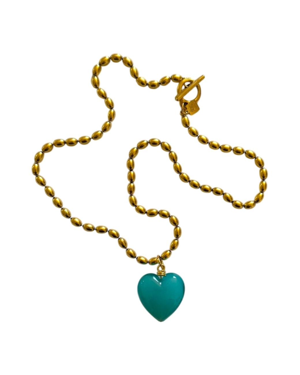Sccollection Metallic Bacio Glass Heart Necklace