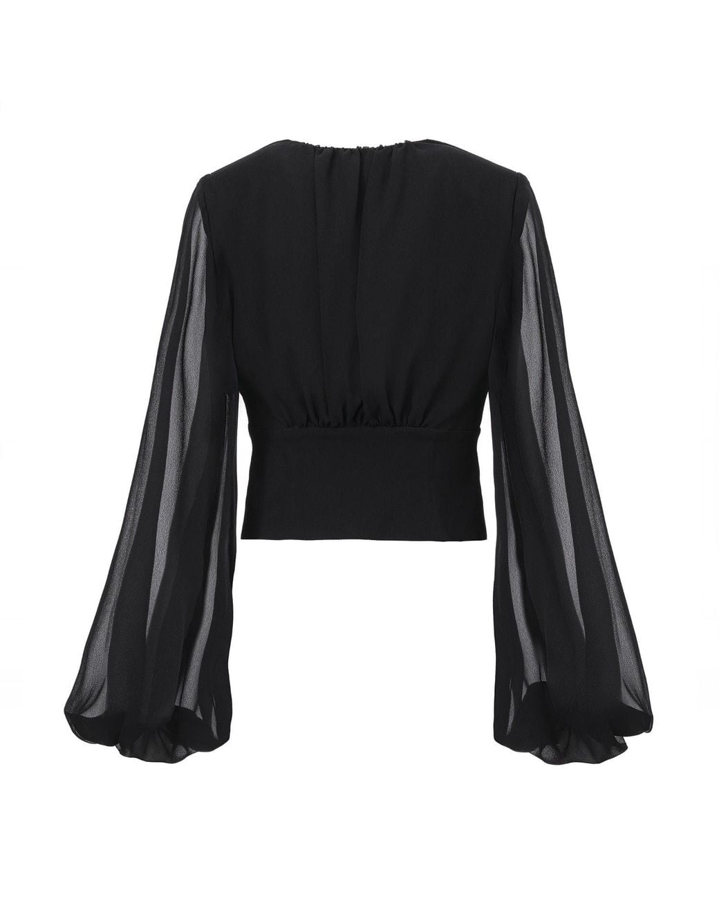 Lita Couture Black Ample-Sleeve Georgette Silk Top