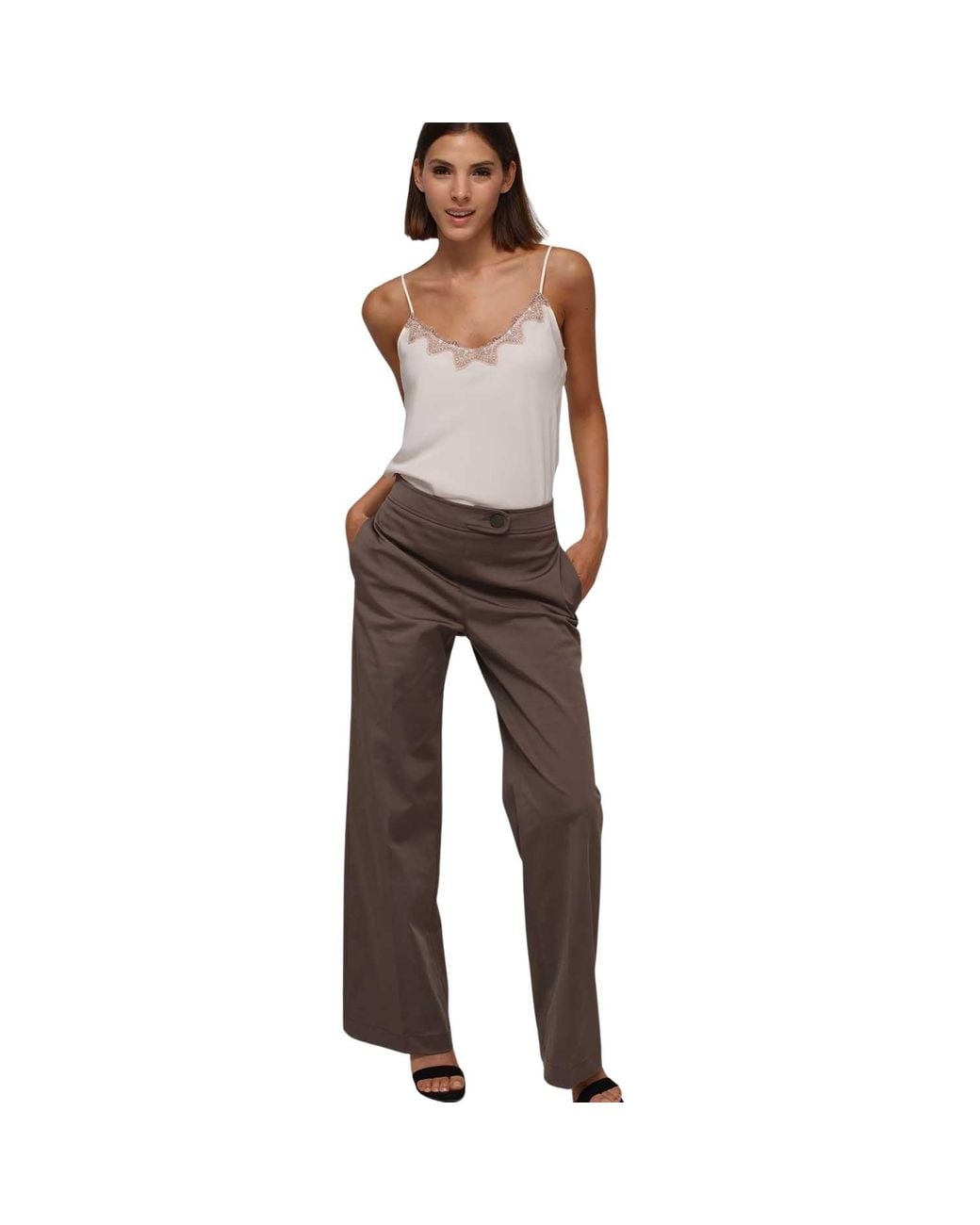 Humans & Land Brown Taupe Straight Pants