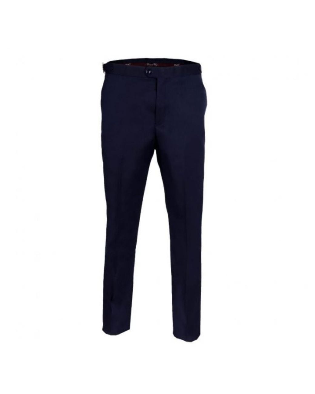 DAVID WEJ Blue Aldo Plain Smart Trousers With Side Adjusters – for men