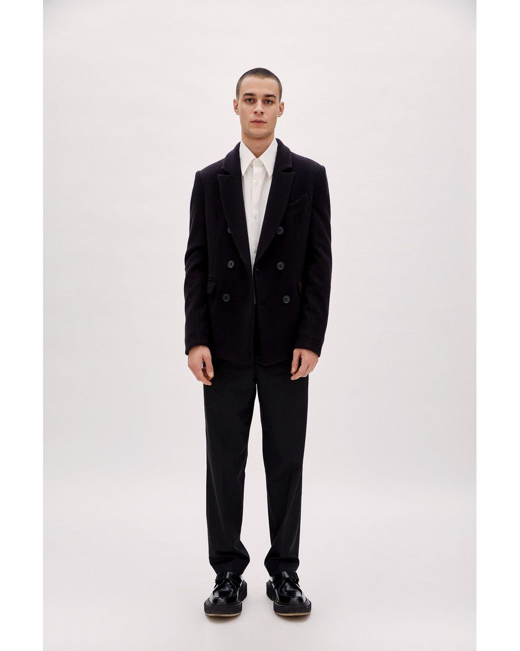 Pcfg Black Double Breasted Coat for men