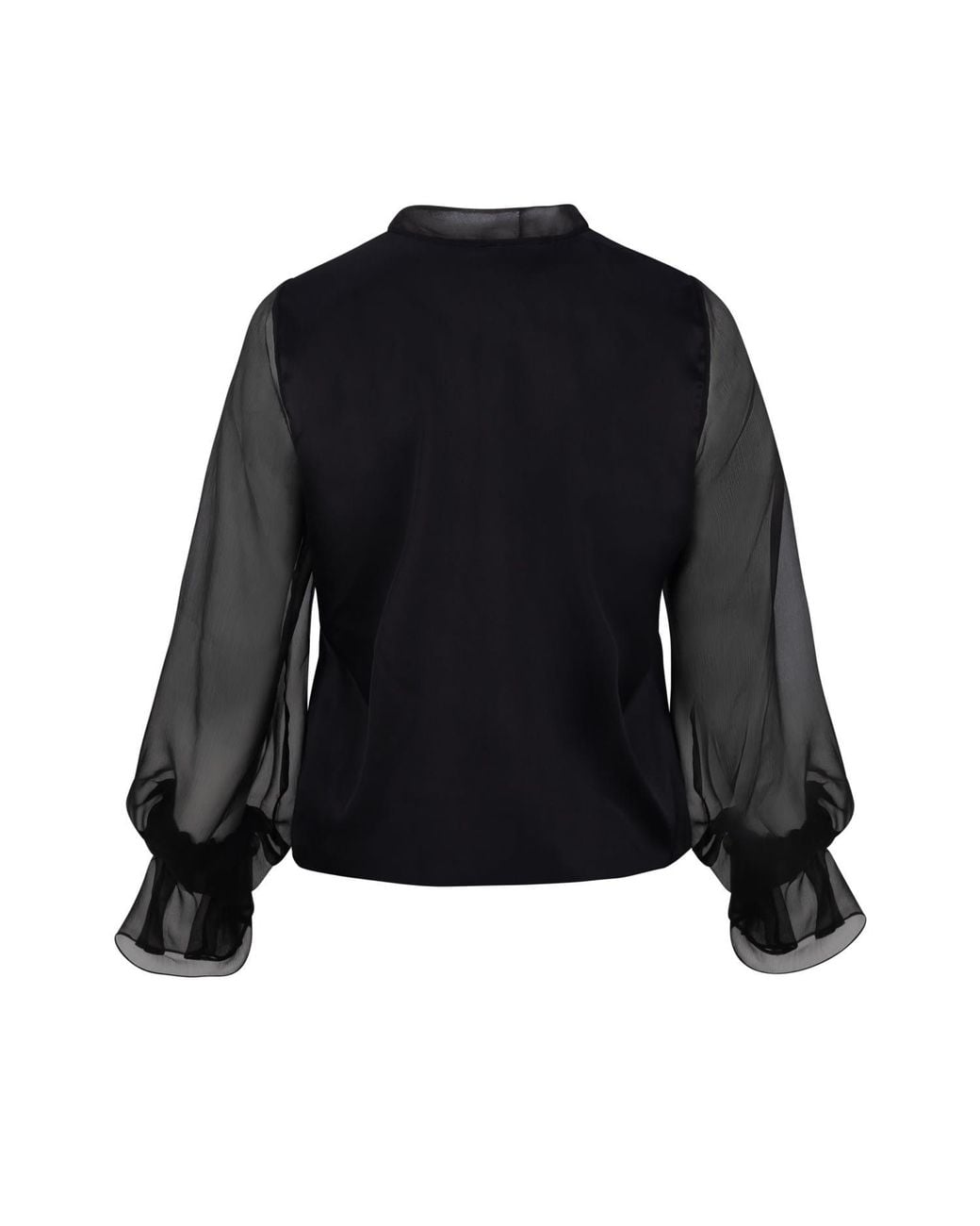 Gunda Hafner Ltd Black Silk Blouse With Sheer Sleeves